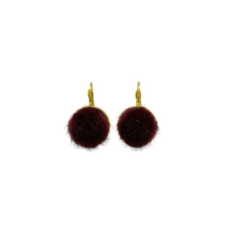 earrings steel gold fur burgundy color1